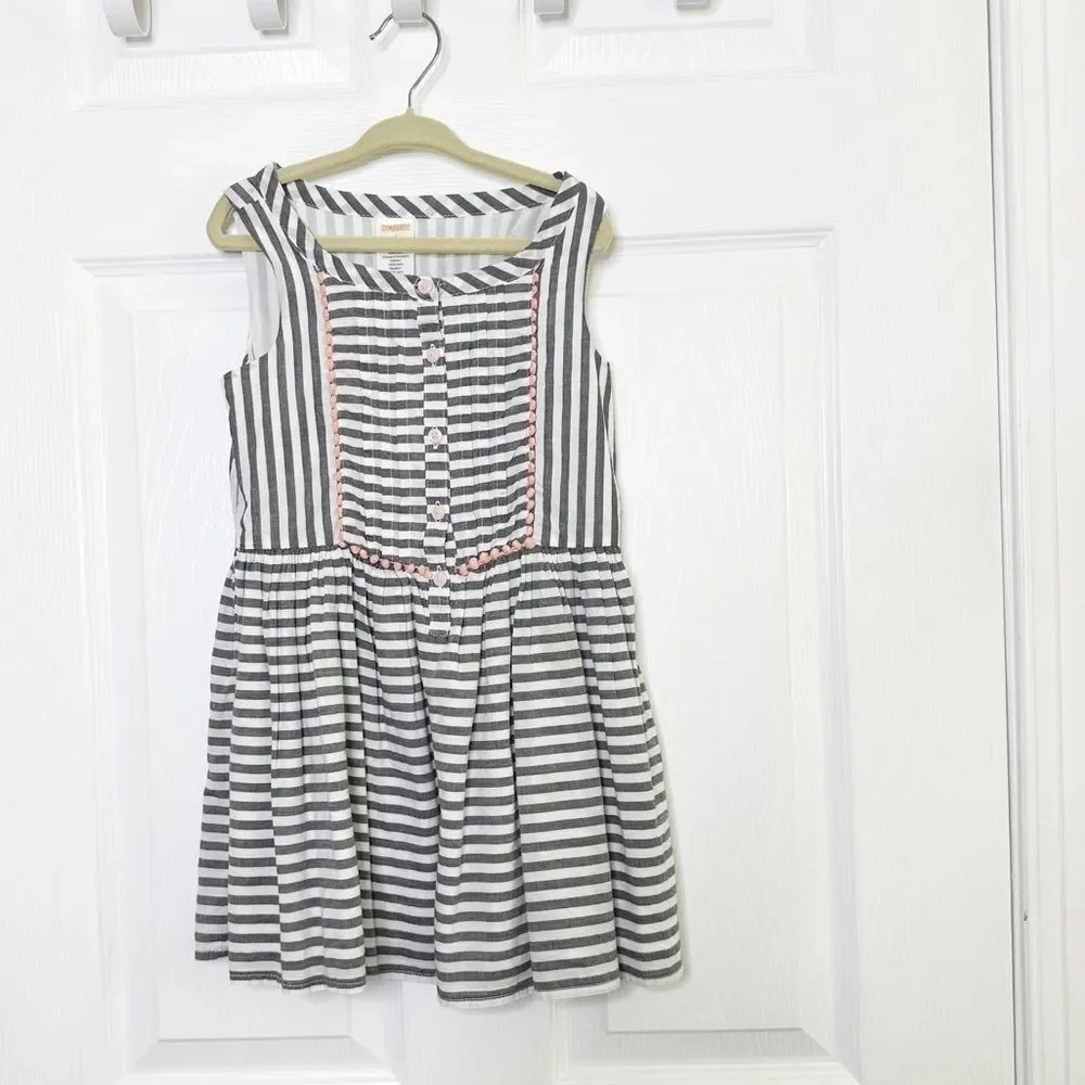 GYMBOREE Girls Size 4 Sleeveless Striped Dress Pink Pom Pom